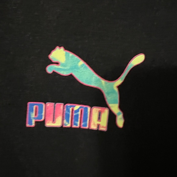 NWT PUMA FITTED SHORT SLEEVE MARBLE TEE BLACK & PINK - Picture 4 of 5